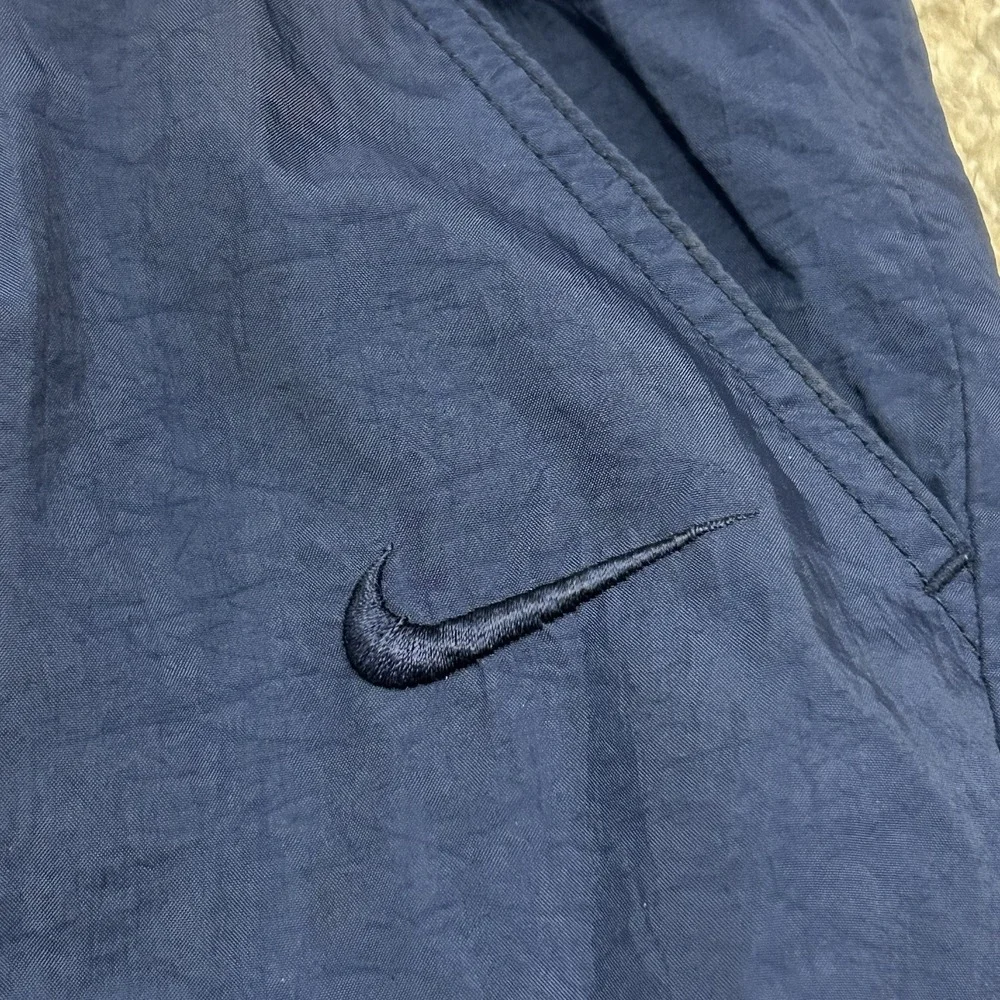 Vintage Nike Track Pants Mens Large Nylon Baggy Navy Blue 32